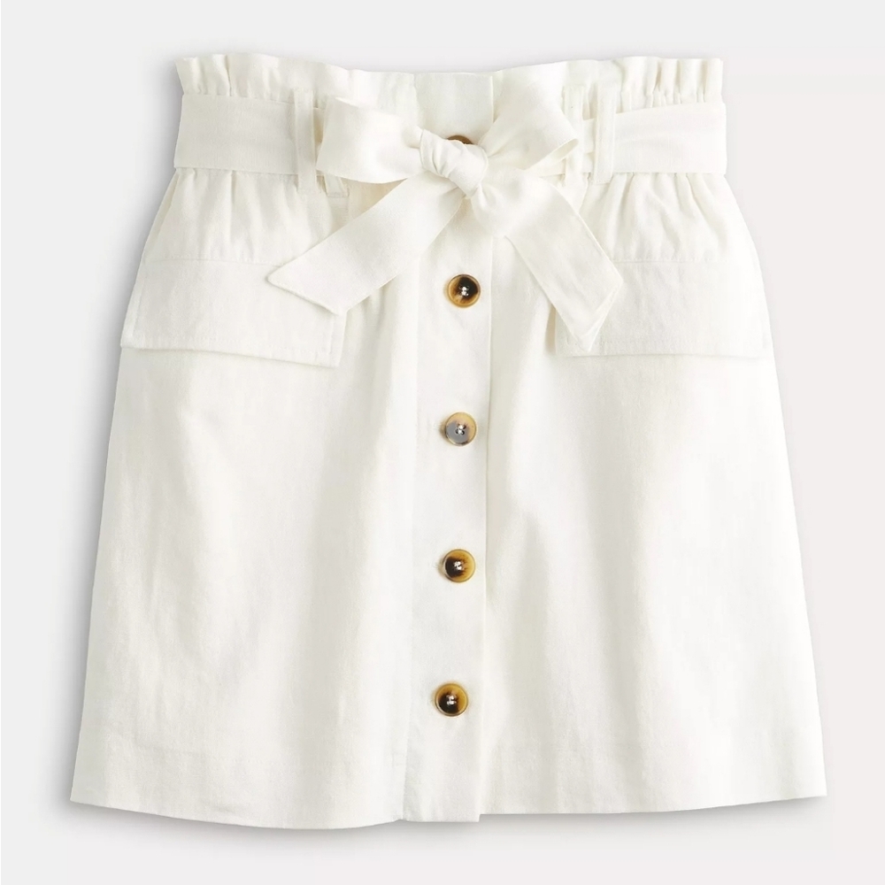 SO Ivory Linen Blend Mini Skirt, Size S